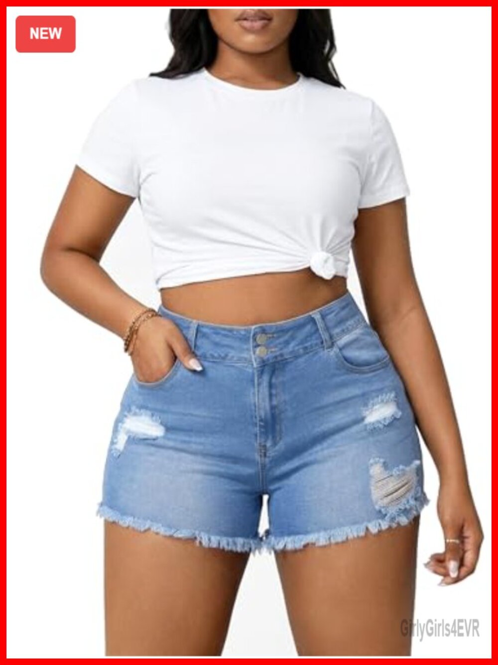 Plus Size High Waisted Jean Shorts Stretchy Denim with Pockets Casual Summer